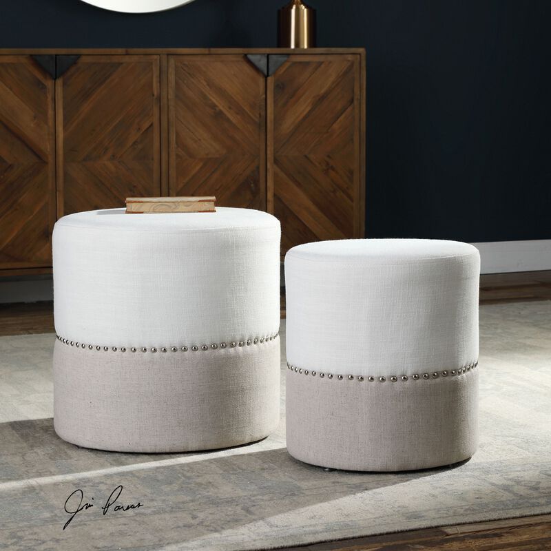 Uttermost Tilda Two-toned Nesting Ottomans S/2 image number 3